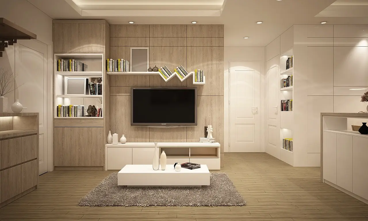 Image of a modern living room in a condo.